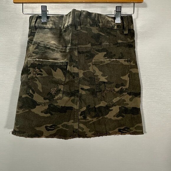 Olivaceous Pencil Skirt Womens Medium Camouflage Cotton Denim Button Fly NEW - Picture 5 of 8